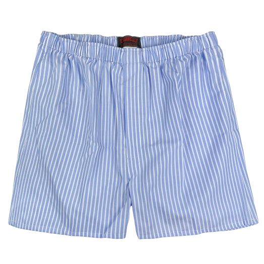 O'Connell's Cotton Broadcloth Boxer Shorts - Stripe - Blue with White