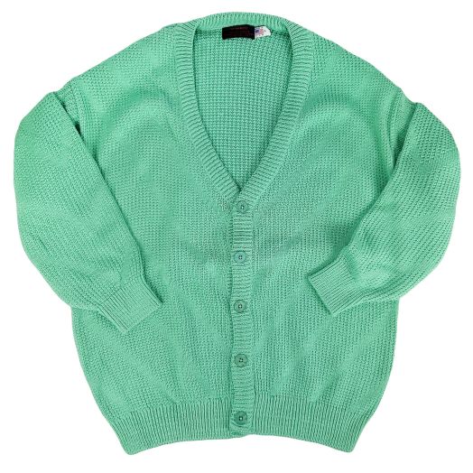 O'Connell's Cotton Cardigan with Diagonal Design - Mint