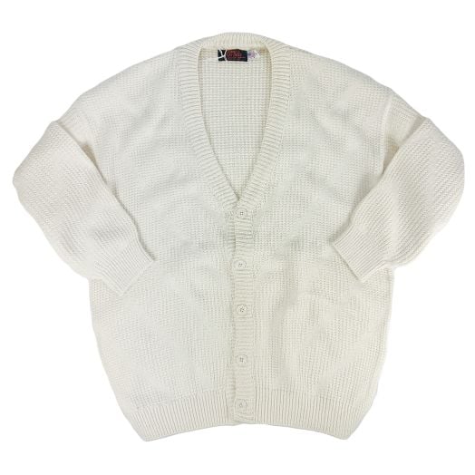 O'Connell's Cotton Cardigan with Diagonal Design - Natural