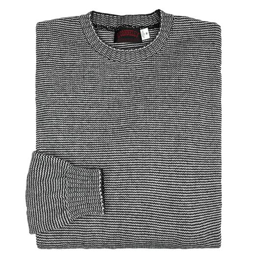O'Connell's Cotton Crewneck Sweater - Thin Stripe - Navy & Natural