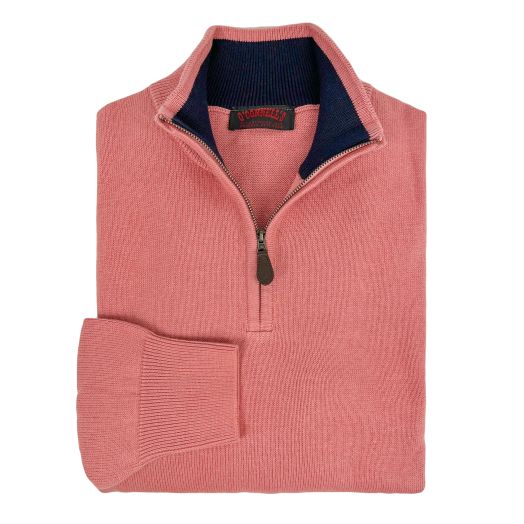 O'Connell's Cotton Knit Zip Mock Sweater - Breton Red