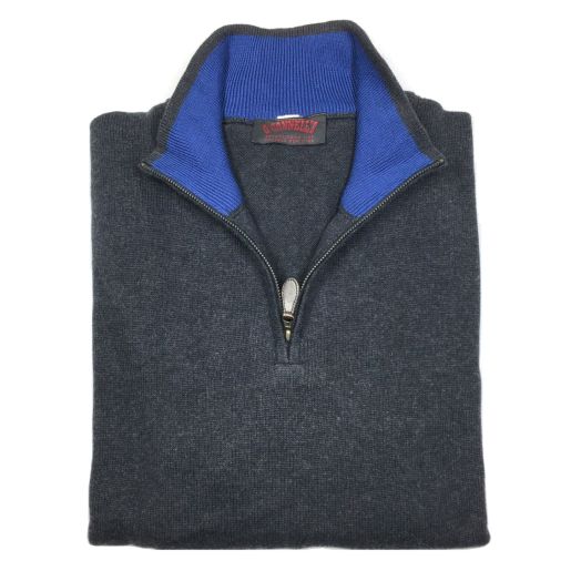 O'Connell's Cotton Knit Zip Mock Sweater - Charcoal