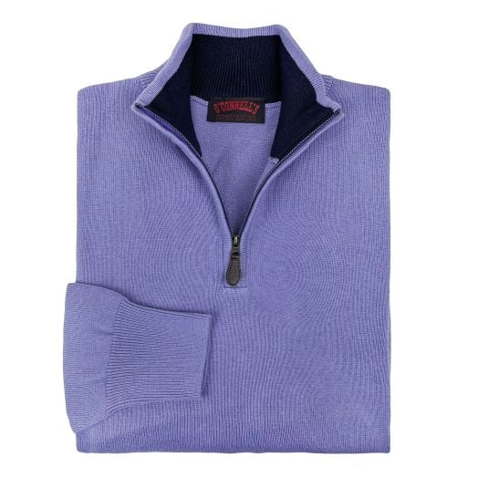 O'Connell's Cotton Knit Zip Mock Sweater - Light Amethyst