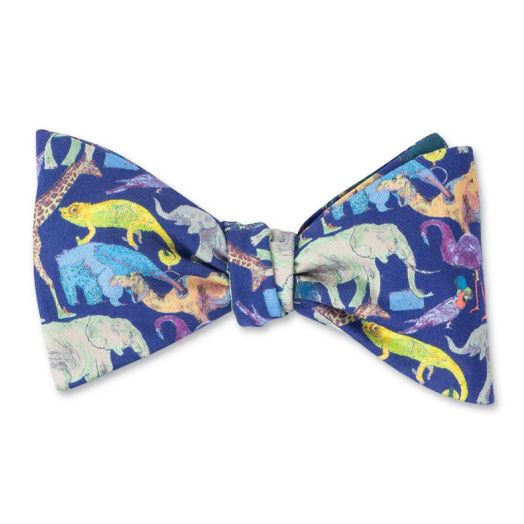 O'Connell's Cotton Liberty of London Print Bow Tie - Queue for the Zoo - Blue (115462)