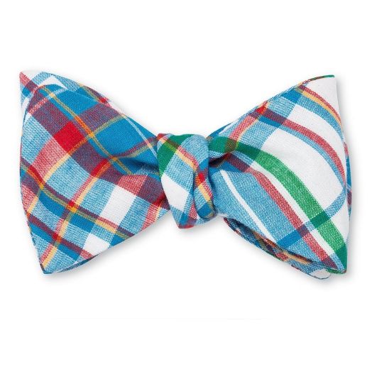 O'Connell's Cotton Madras Bow Tie - Blue, Red & Green (118816)