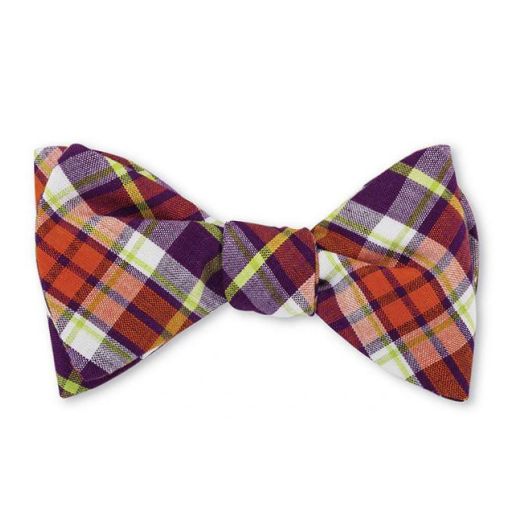 O'Connell's Cotton Madras Bow Tie - Orange & Plum (115458)
