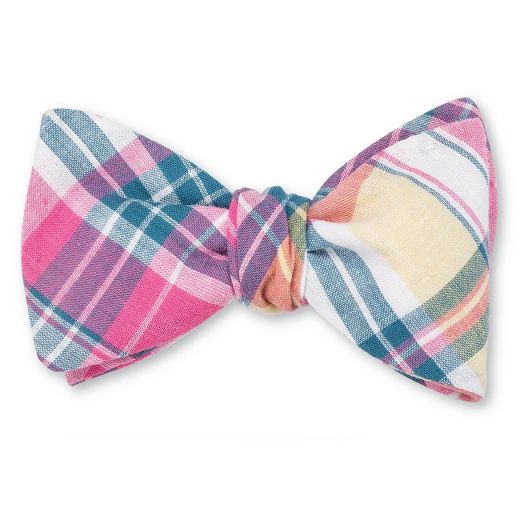 O'Connell's Cotton Madras Bow Tie - Pink, Blue & Yellow (118815)