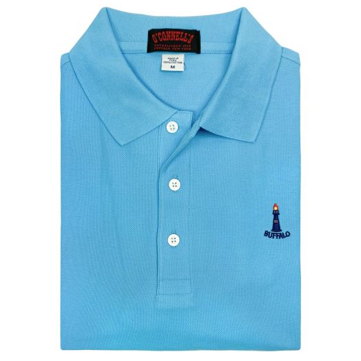 O'Connell's Cotton Pique Polo Shirt - Buffalo Lighthouse - Aqua