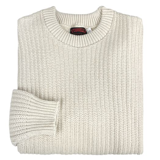 O'Connell's Cotton Shaker Stitch Crewneck Sweater - Natural