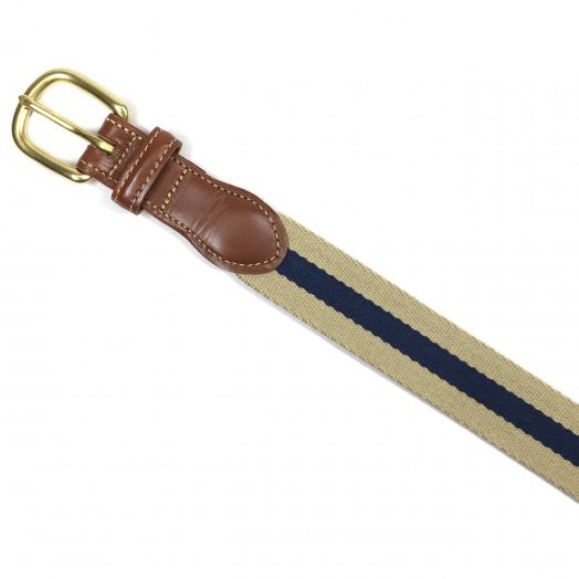 O'Connell's Cotton Surcingle Belt - Tan with Navy