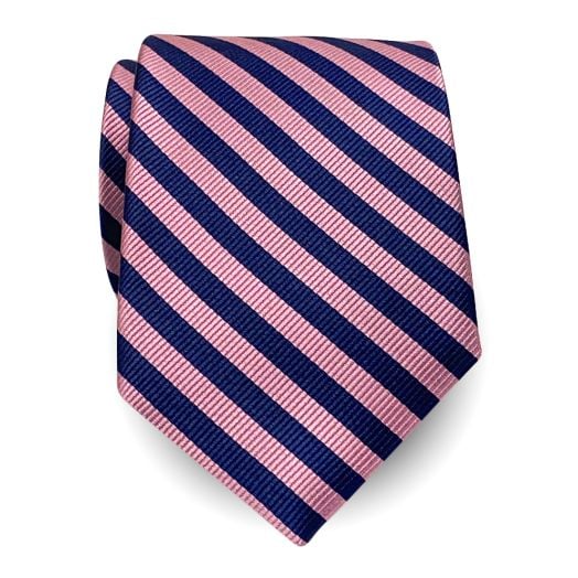 O'Connell's Cricket Stripe Necktie - Pink & Navy (37595)