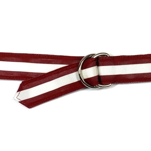 O'Connell's D-Ring Ribbon Belt - Crimson with White Stripe (WG005)