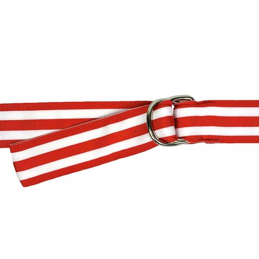 O'Connell's D-Ring Ribbon Belt - Red & White Stripe
