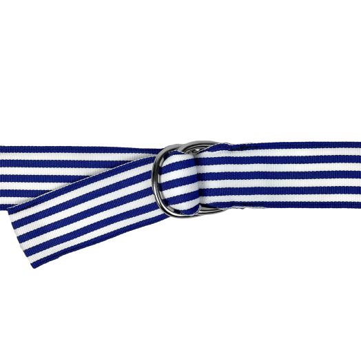 O'Connell's D-Ring Ribbon Belt - Royal & White Stripe
