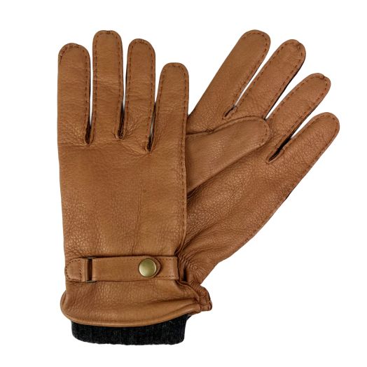 O'Connell's Deerskin Gloves with Snap fastener - Cashmere lined - Tan