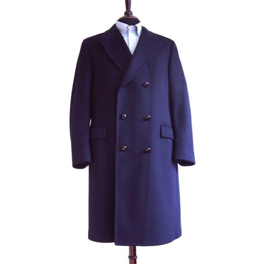 O'Connell's Double Breasted Lambswool Overcoat - Navy