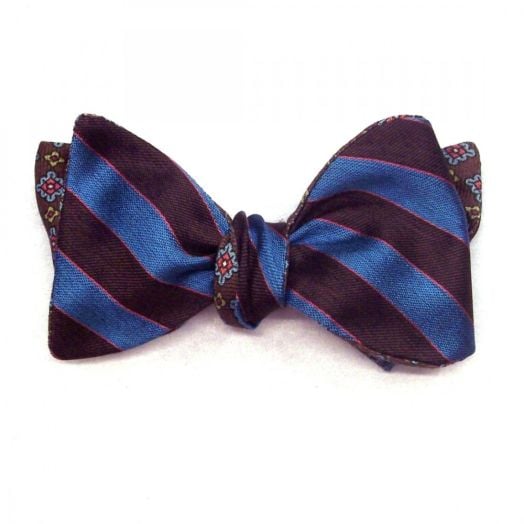 O'Connell's Double Faced Silk Bow Tie - Stripe & Neat (488-770) (63615)