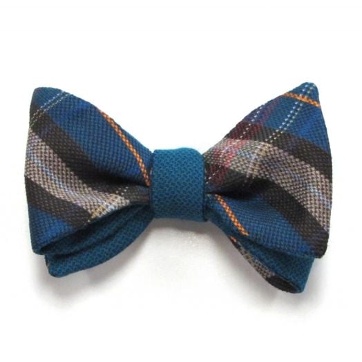 O'Connell's Double Sided Woven Silk Bow Tie - Solid Teal & Wine, Sky Plaid (79800)