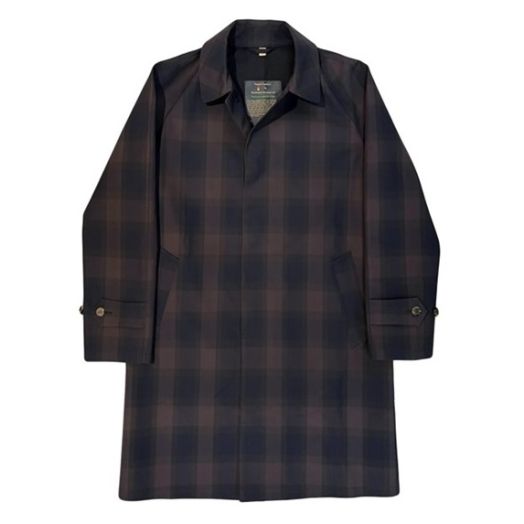 Mackintosh of Ireland Double Textured Cotton Raincoat - Muted Check - Navy, Olive & Rose Brown