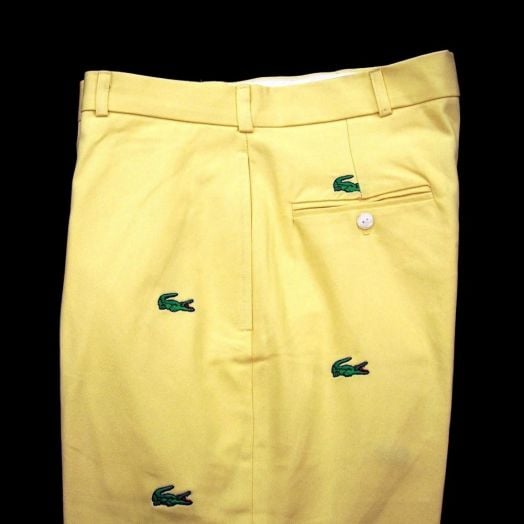 O'Connell's Embroidered Cotton Twill Trousers - Alligators on Maize