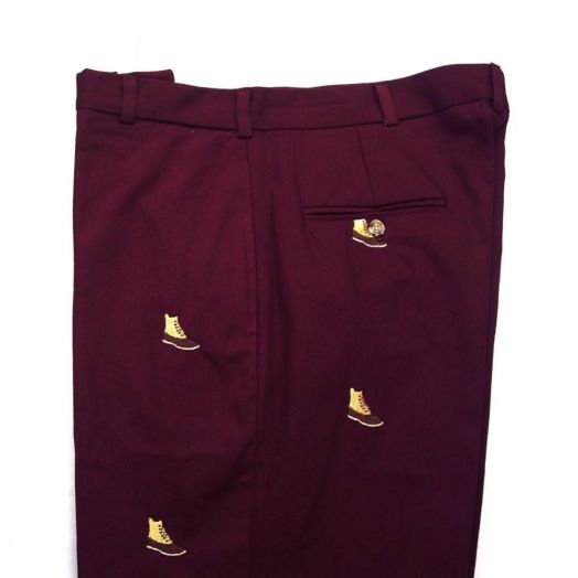 O'Connell's Embroidered Cotton Twill Trousers - Duck Boot on Oxblood