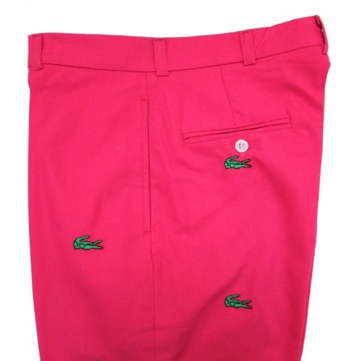 O'Connell's Embroidered Twill Trousers - Alligators on Hot Pink