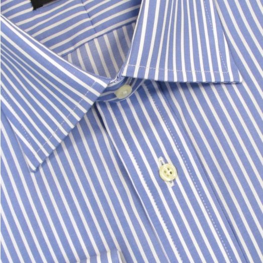 O'Connell's French Cuff Dress Shirt - Spread Collar - White Stripe on French Blue