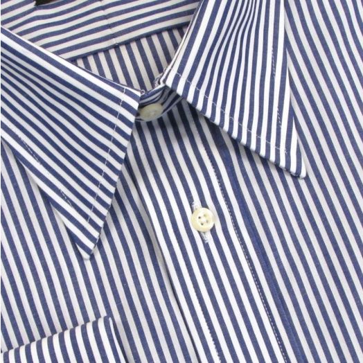 O'Connell's French Cuff Dress Shirt - Straight Collar - Navy Bengal Stripe