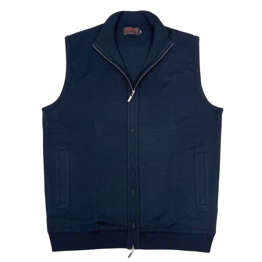 O'Connell's Full Zip Cotton Vest with pockets - Navy
