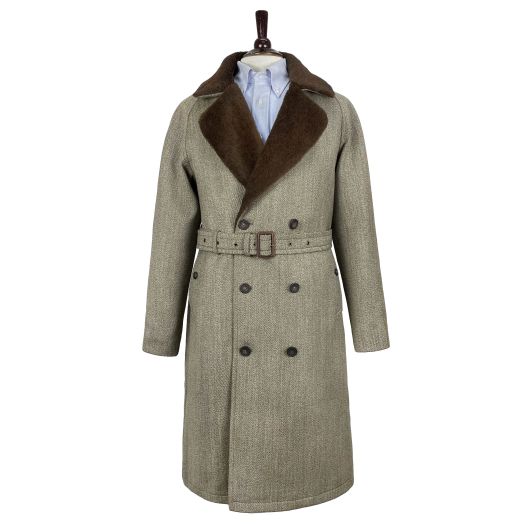 O'Connell's Greatcoat by Chrysalis - Olive Tan Whipcord - Full Alpaca Lining