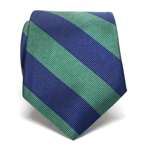 O'Connell's Guard Stripe Necktie - Navy & Green (37602)