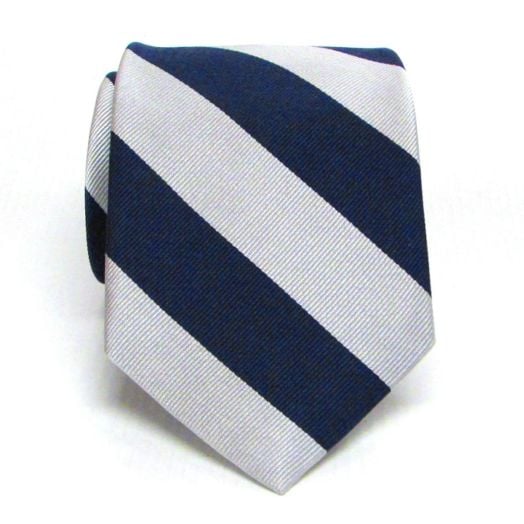 O'Connell's Guard Stripe Necktie - Navy & Silver (37604)