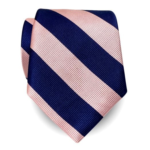 O'Connell's Guard Stripe Necktie - Pink & Navy (48209)