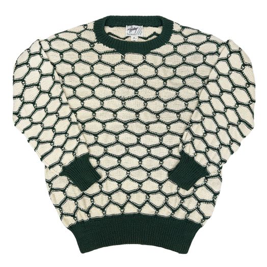 O'Connell's Hand Knit Reversible Mercerized Cotton Sweater - Cream & Green