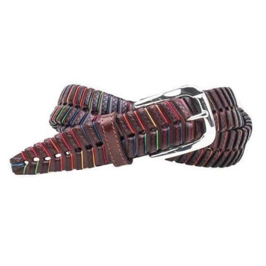 O'Connell's Hand Laced Saddle Leather Belt - Brown