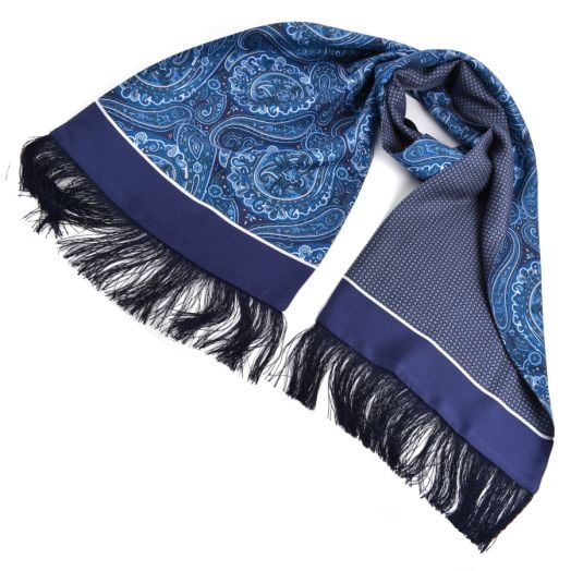 O'Connell's Handmade Silk Scarf - Navy & Blue Reversible