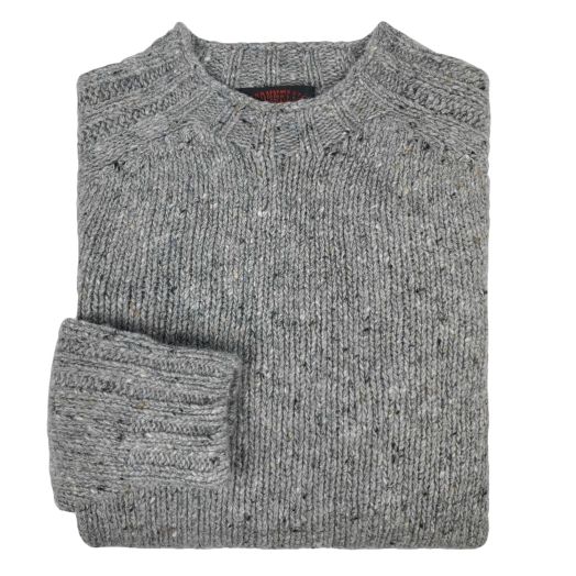 O'Connell's Heavy Chunky Merino Wool Donegal Tweed Sweater - Dove Grey