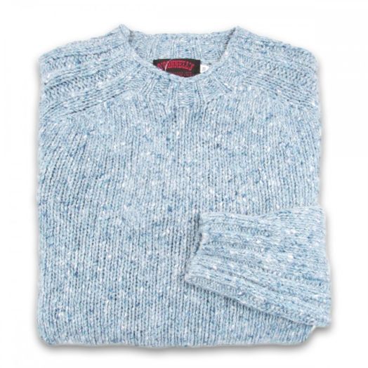 O'Connell's Heavy Chunky Merino Wool Donegal Tweed Sweater - Glacier