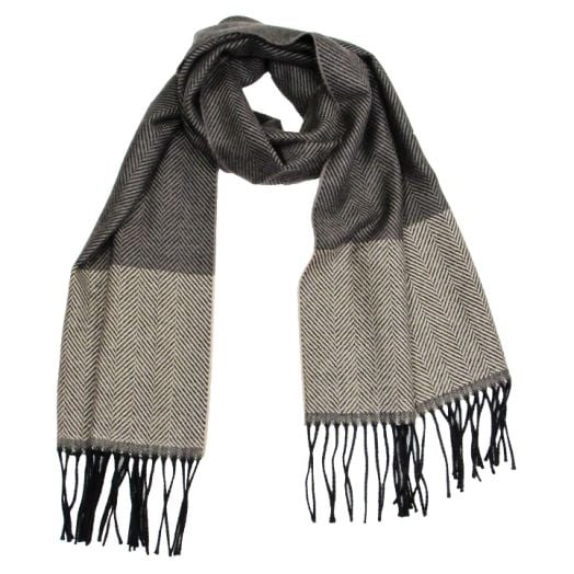 O'Connell's Herringbone Wool Scarf - Black & Brown (73648)