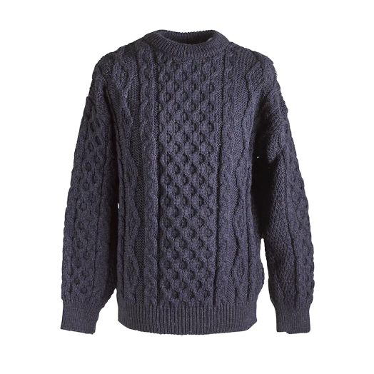 O'Connell's Irish Fisherman Aran Sweater - Blue Heather