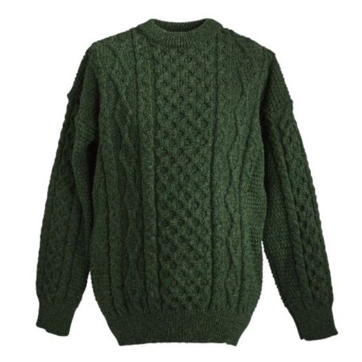O'Connell's Irish Fisherman Aran Sweater - Celtic Green