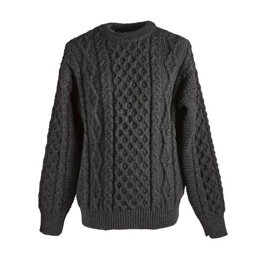 O'Connell's Irish Fisherman Aran Sweater - Charcoal