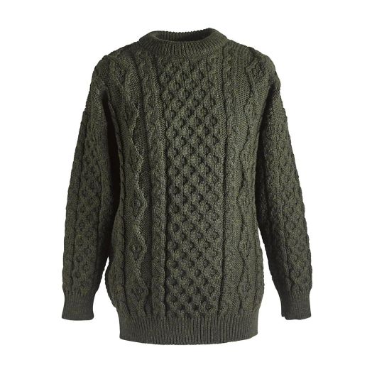 O'Connell's Irish Fisherman Aran Sweater - Green