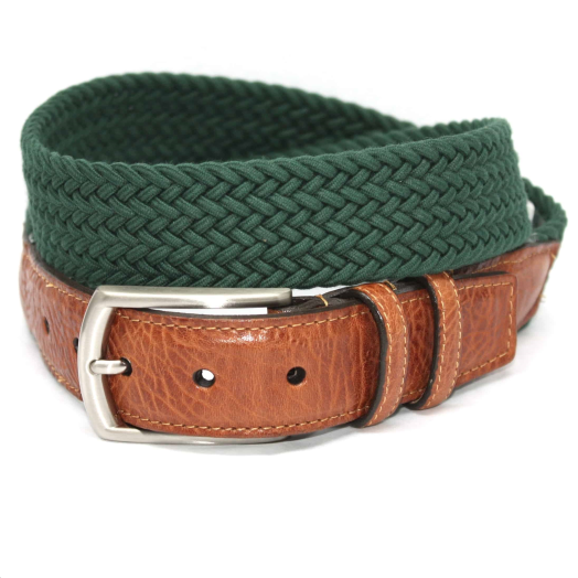 O'Connell's Braided Cotton Stretch Belt - Dark Green