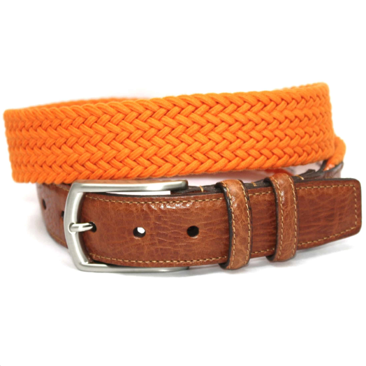 O'Connell's Braided Cotton Stretch Belt - Orange