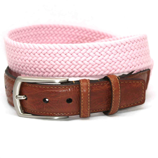 O'Connell's Italian Woven Cotton Elastic Stretch Belt - Pink