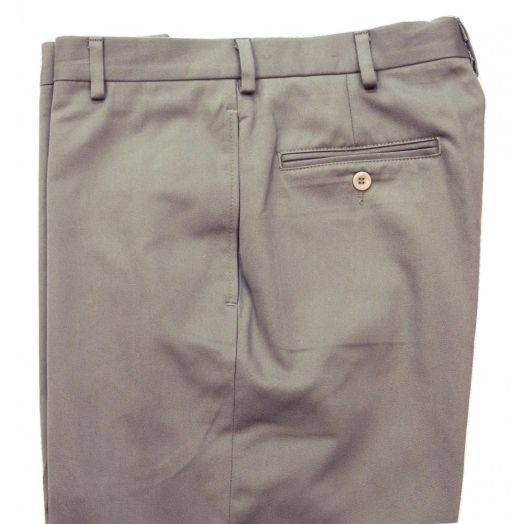 O'Connell's Khakis - Plain Front Cotton Twill Trousers - Light Olive