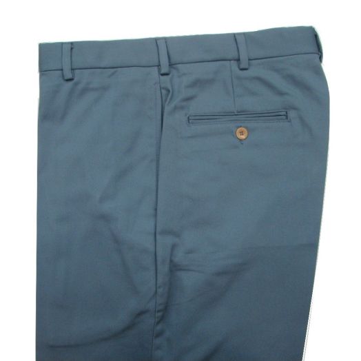 O'Connell's Khakis - Plain Front Cotton Twill Trousers - Slate Blue
