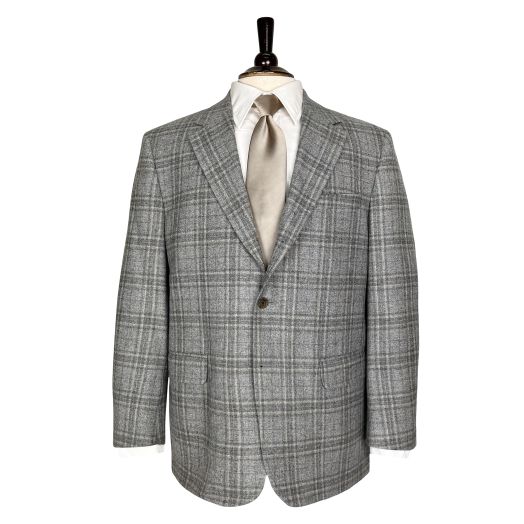 O'Connell's Lightweight Wool Flannel Sport Coat - Grey & Camel Plaid