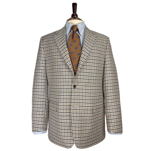 O'Connell's Unconstructed Linen & Wool Sport Coat - Tan & Navy Check
